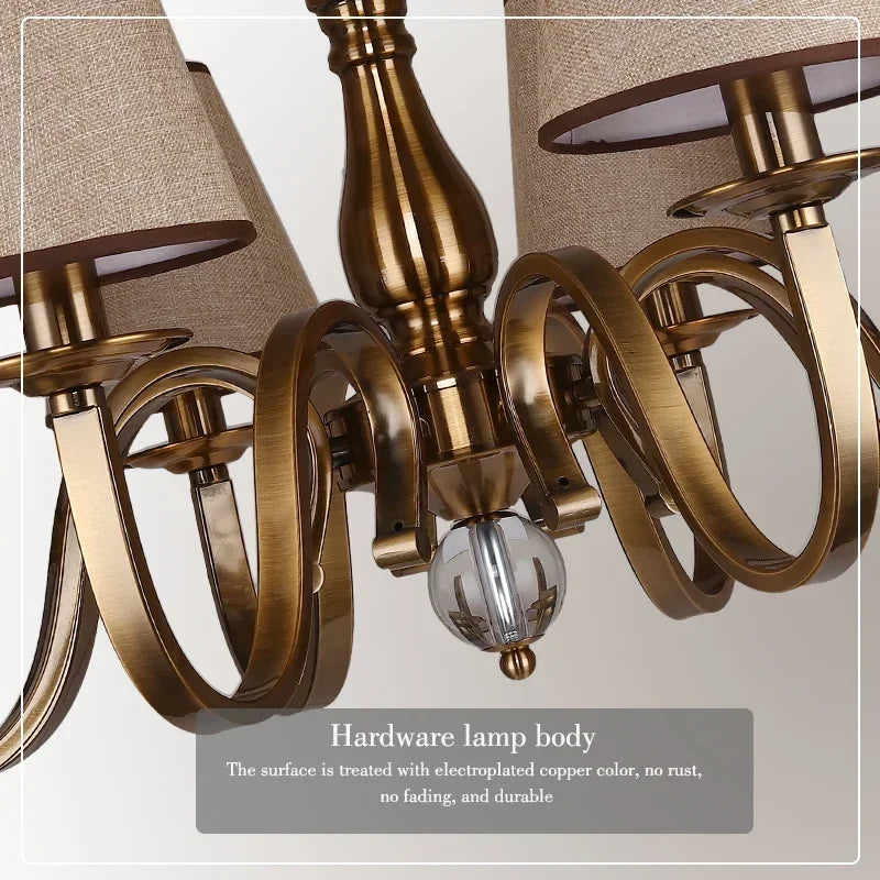 Luxury Classic LED Chandelier Rustic Suspension Luminaire for Living Dining Room & Bedroom Hanging Home Decor
