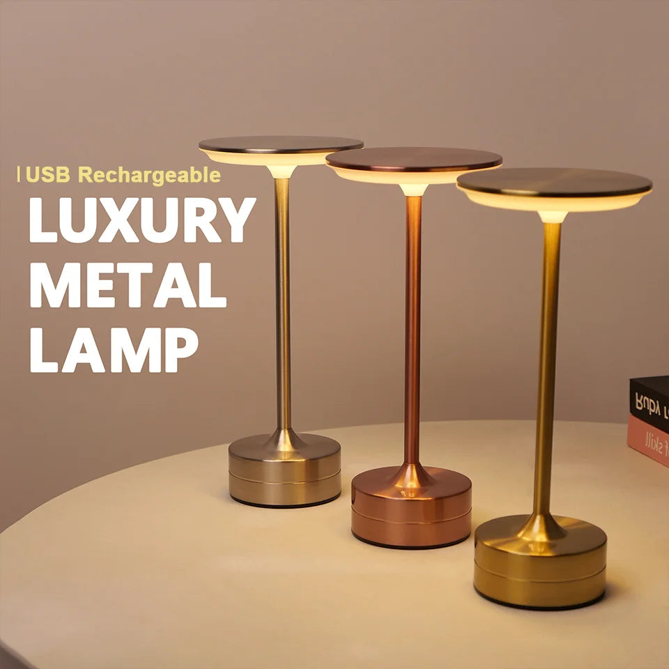 LED Table Lamp Touch Sensor USB Rechargeable Portable Night Light Wireless Reading Lamp for Bedroom Restaurant Hotel Bar