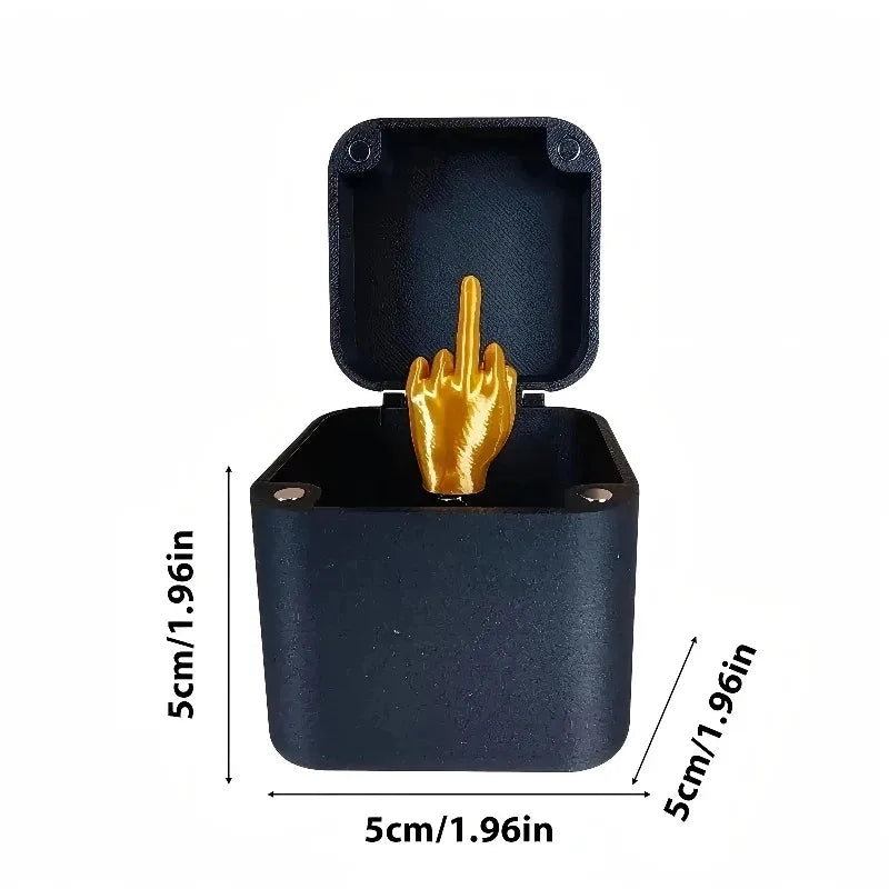 Funny Middle Finger in a Box, Desk Decor Gag Gift for Halloween Christmas & Birthday, Novelty Office Toy