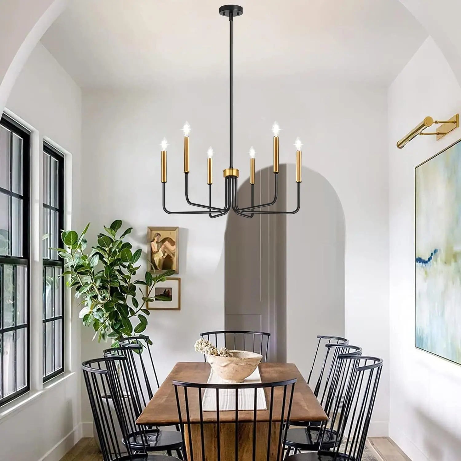 Retro Loft Candle Chandelier - Simple Iron Pendant Suspension Lamp for Living Room and Dining Room