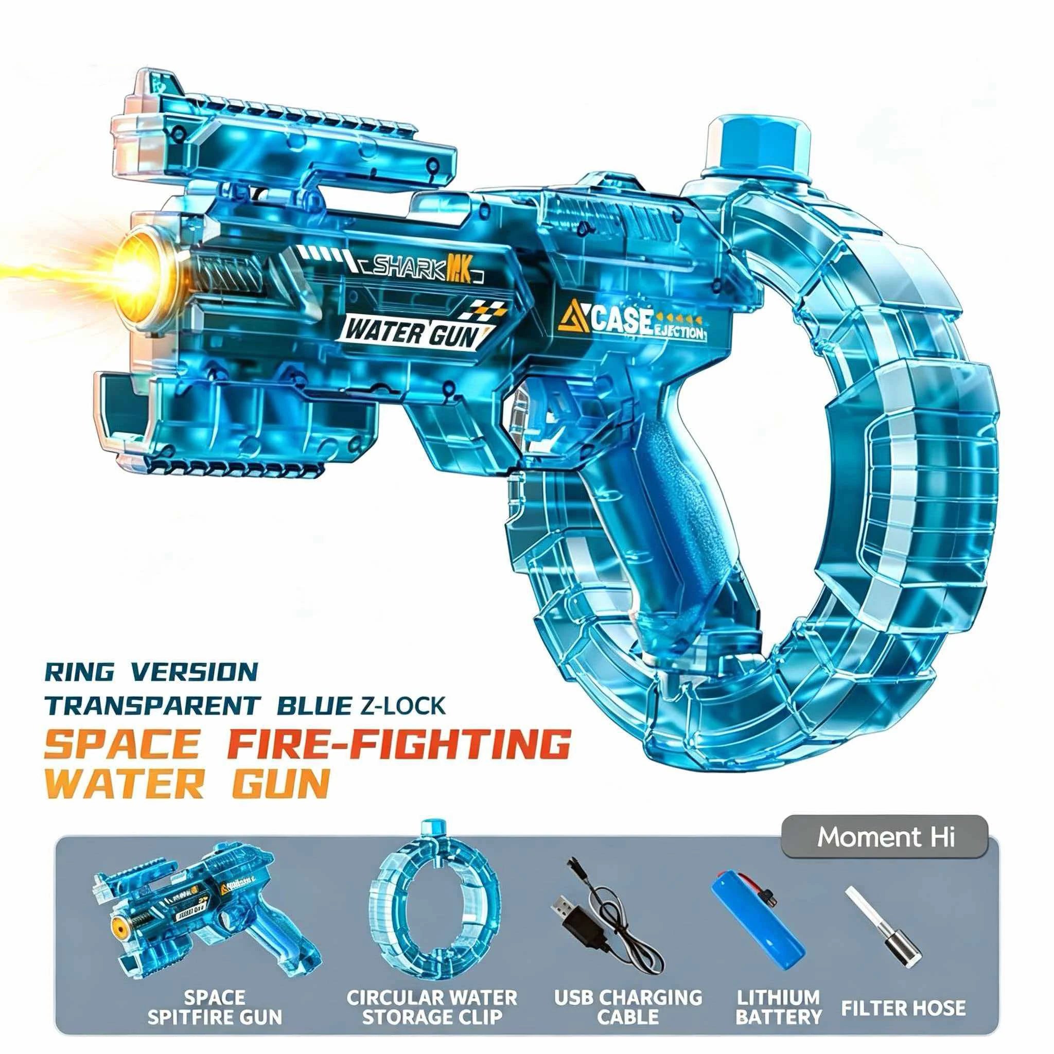 Electric Water Gun Toy with Simulated Firing and Recoil - Automatic Sensor Lights Water Pistol for Kids Summer Beach Play