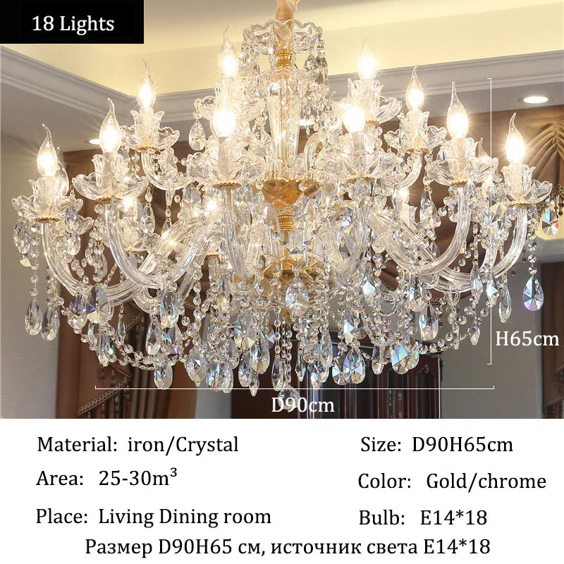 Luxury Home Crystal Chandelier Villa LED Ceiling Pendant Light for Living Room Hanging Fixture Decor