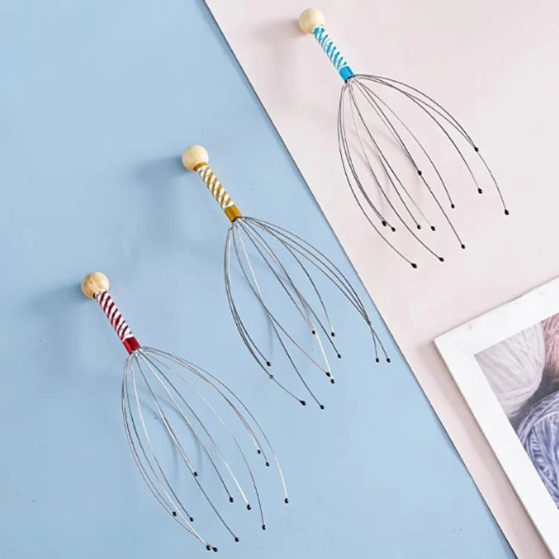 Octopus Head Massager Stainless Steel Engraved Head Relaxer Brain Massage Claw Scalp Scratcher Itch Reliever