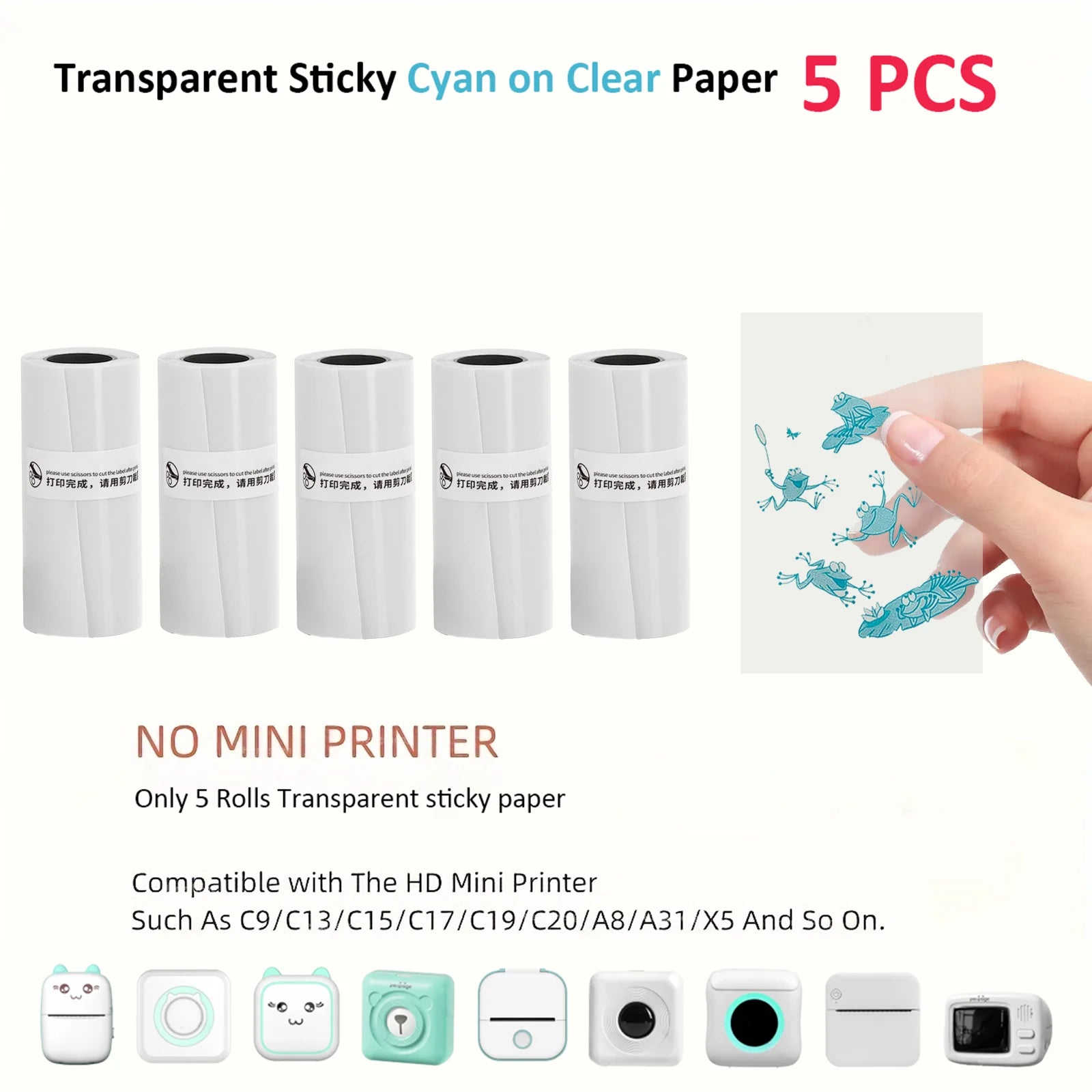 Thermal Mini Printer - Portable Inkless Bluetooth Sticker Maker and Pocket Photo Printer for Children DIY