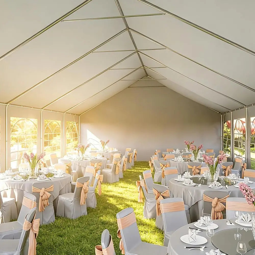 Waterproof Party Tent for Weddings and Outdoor Events with Removable Sidewalls and Roll-Up Door, Heavy-Duty Steel Frame