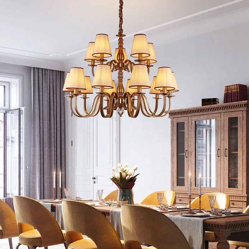 Luxury Classic LED Chandelier Rustic Suspension Luminaire for Living Dining Room & Bedroom Hanging Home Decor