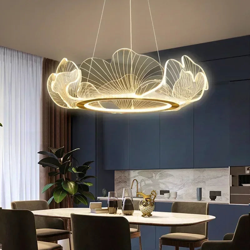 Modern Petal Ring Acrylic Pendant Light - Deluxe Hanging Lamp for Restaurant, Bedroom & Living Room