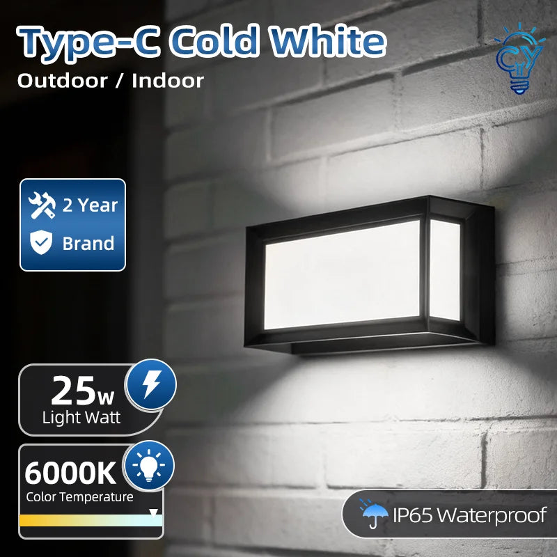LED Outdoor Wall Light IP65 Waterproof Lamp Porch Lighting for Balcony Home Garden & Bedroom