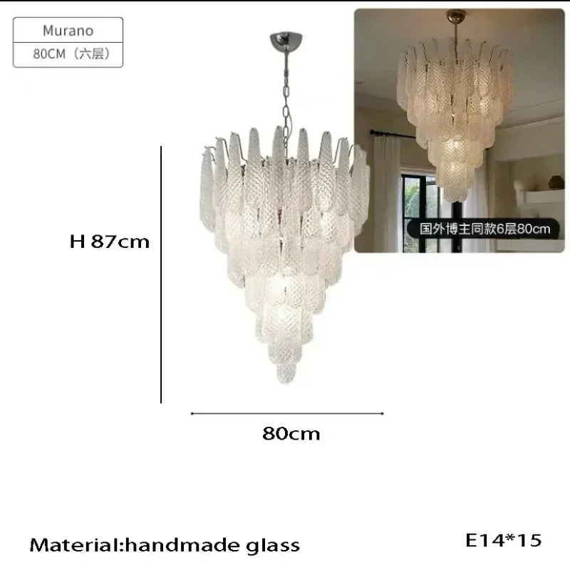 Vintage Nordic Glass Ceiling Chandelier - Luxury LED Hanging Lamp for Living Room, Dining Table and Home Decoration