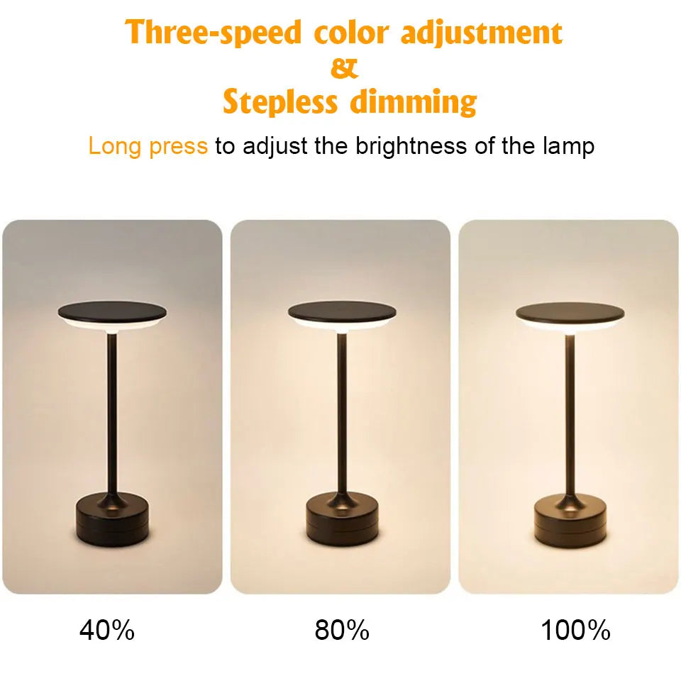 LED Table Lamp Touch Sensor USB Rechargeable Portable Night Light Wireless Reading Lamp for Bedroom Restaurant Hotel Bar