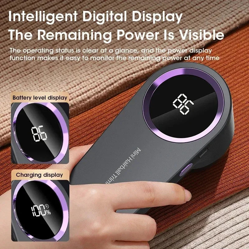 Portable Electric Lint Remover - Rechargeable Fuzz Pellet and Fluff Remover with LED Display for Clothes Fabric