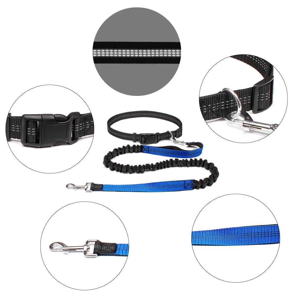 Hands-Free Dog Leash with Adjustable Waist Belt & Chest Strap for Walking Running Jogging