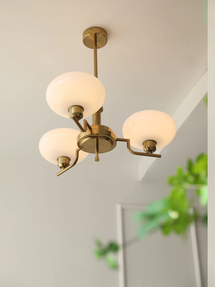 Bauhaus Modern French Designer Chandelier for Bedroom Study Living Room, Northern European Retro Lamp