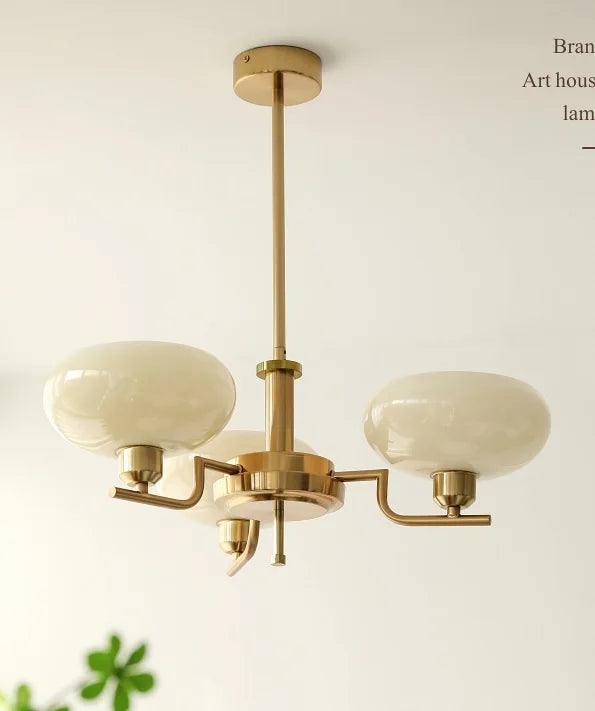 Bauhaus Modern French Designer Chandelier for Bedroom Study Living Room, Northern European Retro Lamp