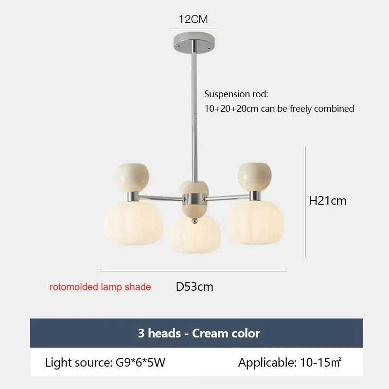SANDYHA Elegant Modern Pumpkin Chandelier LED Lamp - Stylish Lighting Fixture for Living Room, Bedroom and Home Decor