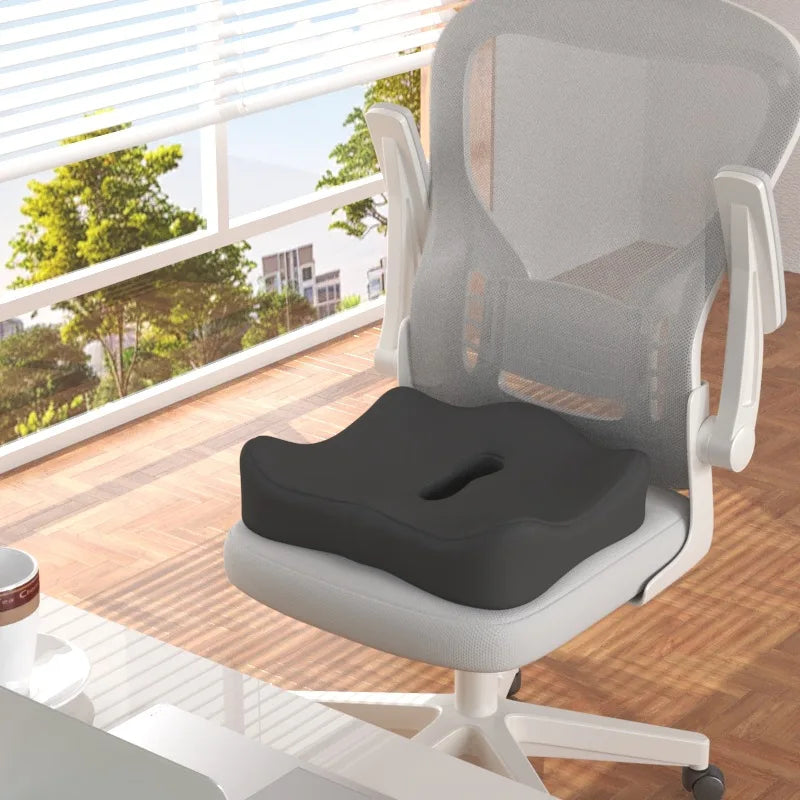Ergonomic Office Seat Cushion - 3-Zone Memory Foam Lumbar Support Pillow, Breathable Posture Corrector for Car, Office and Wheelchair