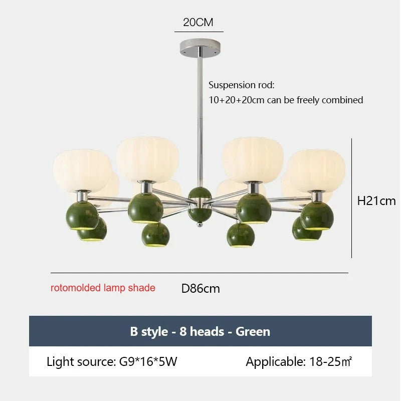 SANDYHA Elegant Modern Pumpkin Chandelier LED Lamp - Stylish Lighting Fixture for Living Room, Bedroom and Home Decor