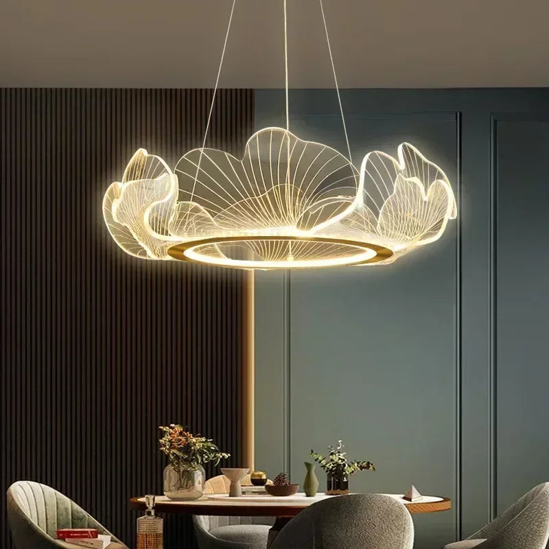 Modern Petal Ring Acrylic Pendant Light - Deluxe Hanging Lamp for Restaurant, Bedroom & Living Room