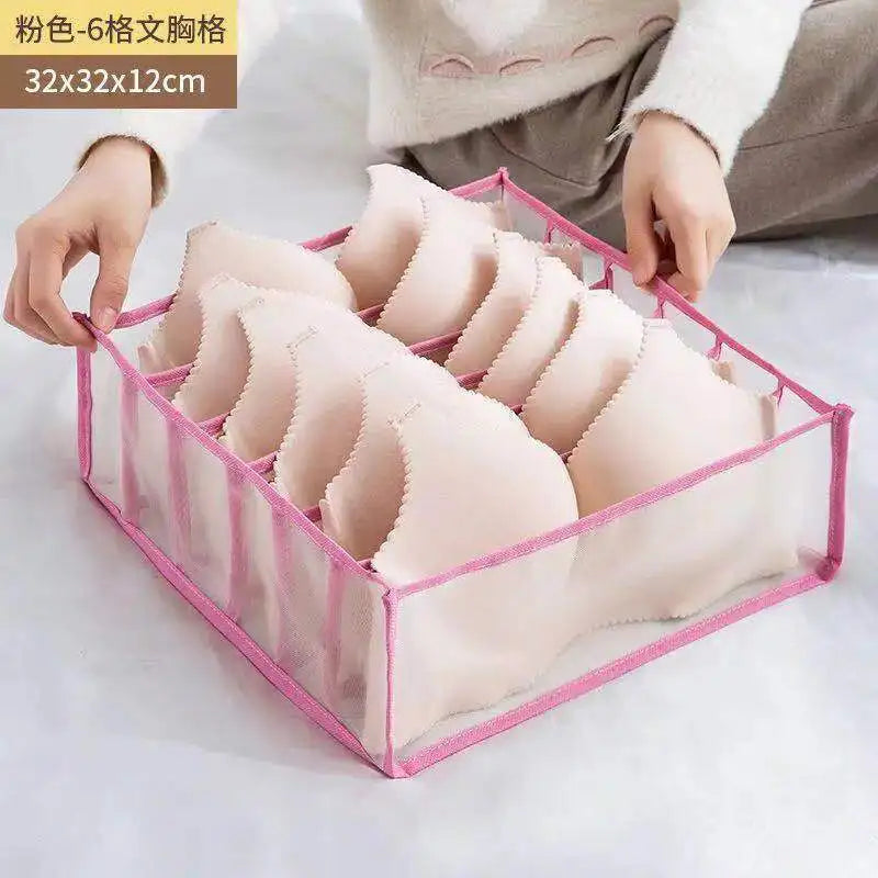 Foldable Underwear and Socks Organizer with Dividers Clothes Storage Box Breathable Mesh Bag for Wardrobe