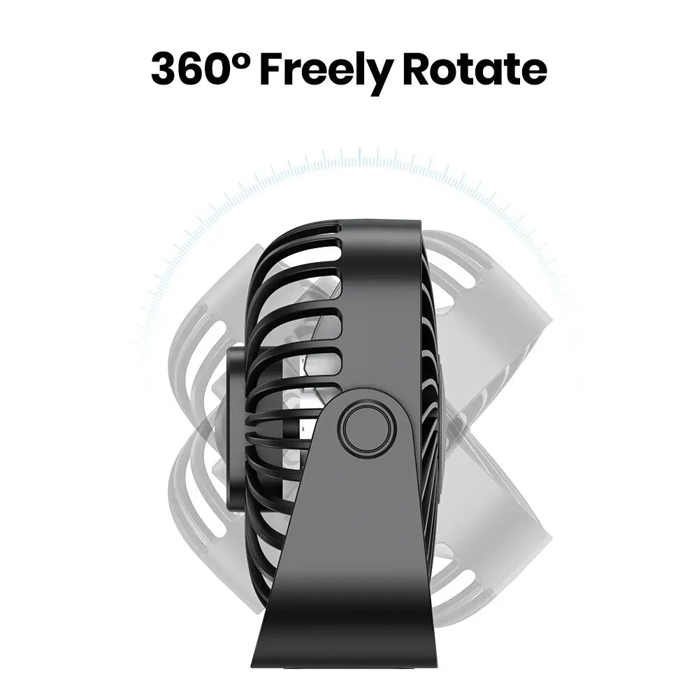 TOPK 4-Inch USB Mini Portable Fan for Camping - 3-Speed Quiet Desk Table Personal Fan with 360° Adjustment for Home