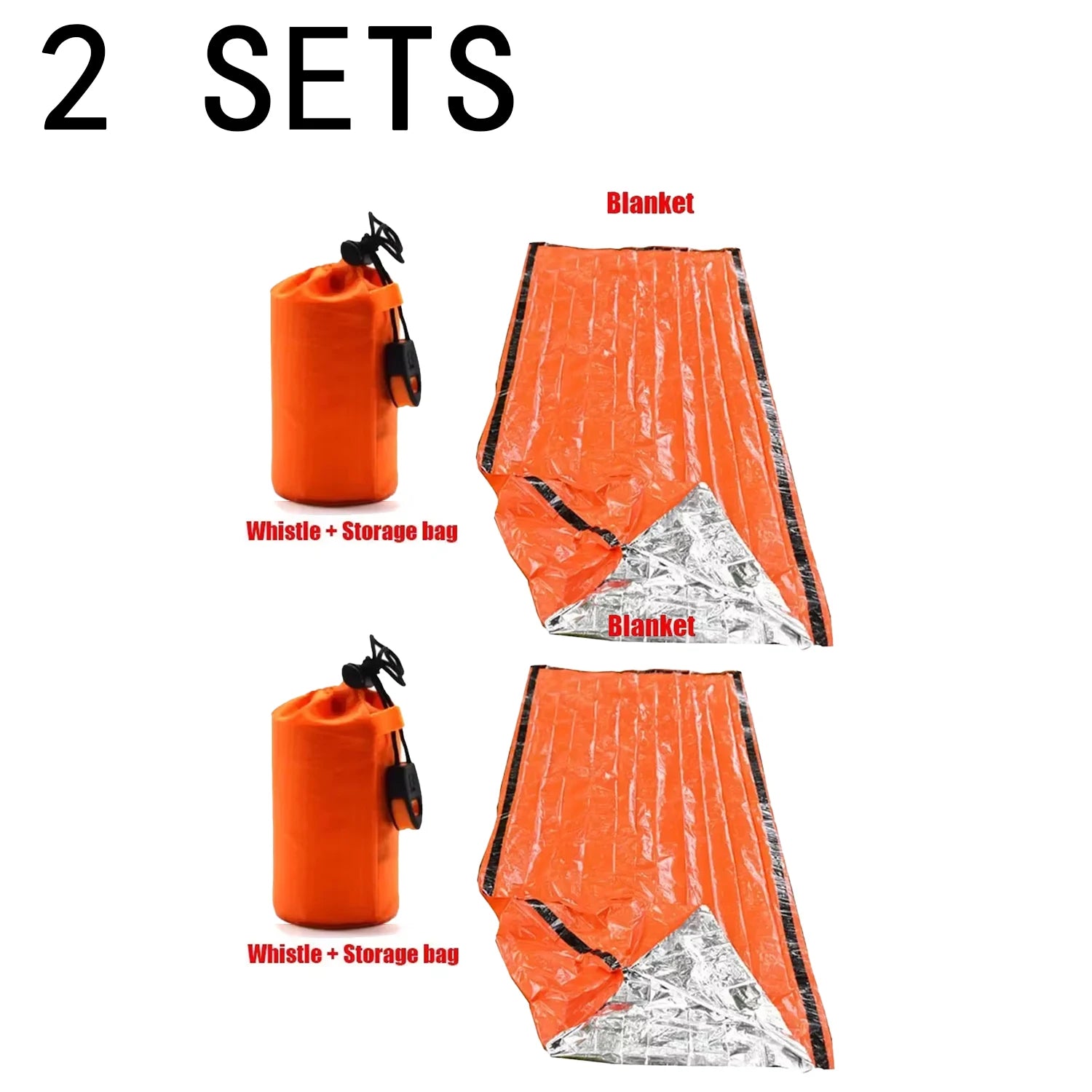 Waterproof Emergency Survival Sleeping Bag - Thermal Mylar Blanket for Outdoor Camping Gear and First Aid Rescue Kit