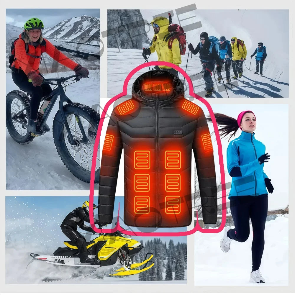 Smart USB Heated Jacket for Men and Women Winter Heated Clothing Ski Camping Waterproof Self Heating Warm Coat