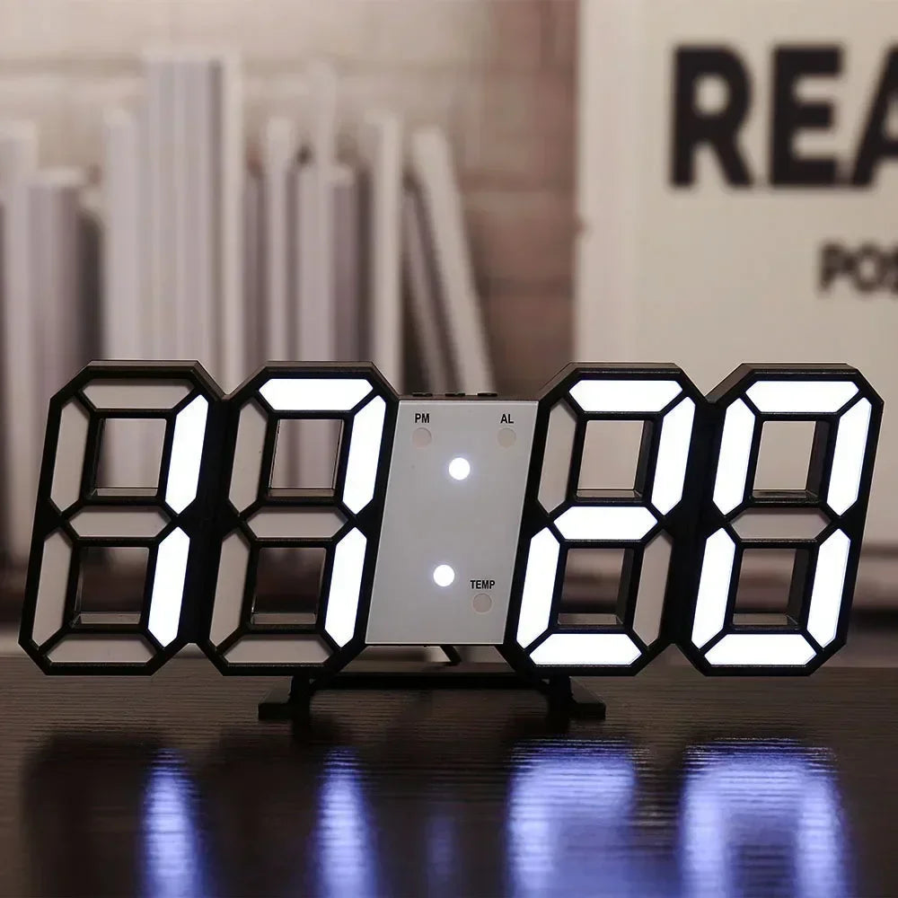 3D LED Digital Clock Wall Decoration Glow Night Mode Adjustable Electronic Watch for Bedroom Room Decor