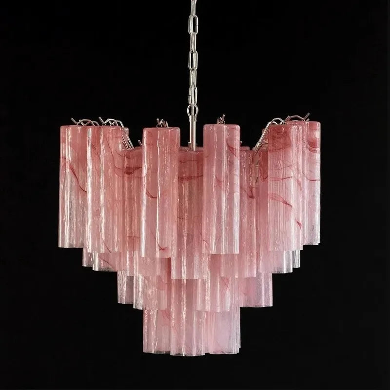 Art Deco Stained Glass Tube Chandelier for Dining Room Kitchen Island Lighting Home Decor Luxury Ceiling Pendant Lamp