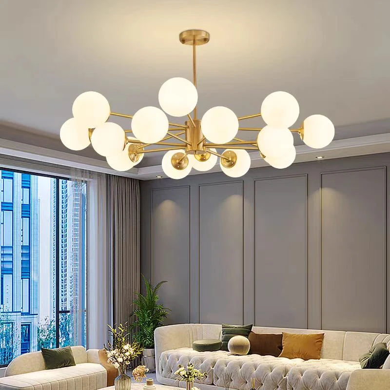 Modern Luxury Nordic Glass LED Chandelier for Living Room, Dining Room, Bedroom & Kitchen