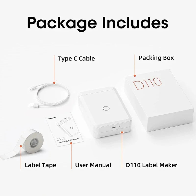 Niimbot D110 Portable Mini Thermal Label Printer - Inkless Pocket Label Maker for Mobile
