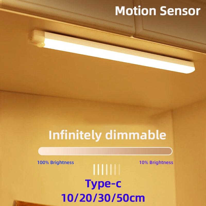Motion Sensor Rechargeable LED Night Light - Wireless USB-C Lamp for Kitchen Cabinet, Bedroom & Staircase