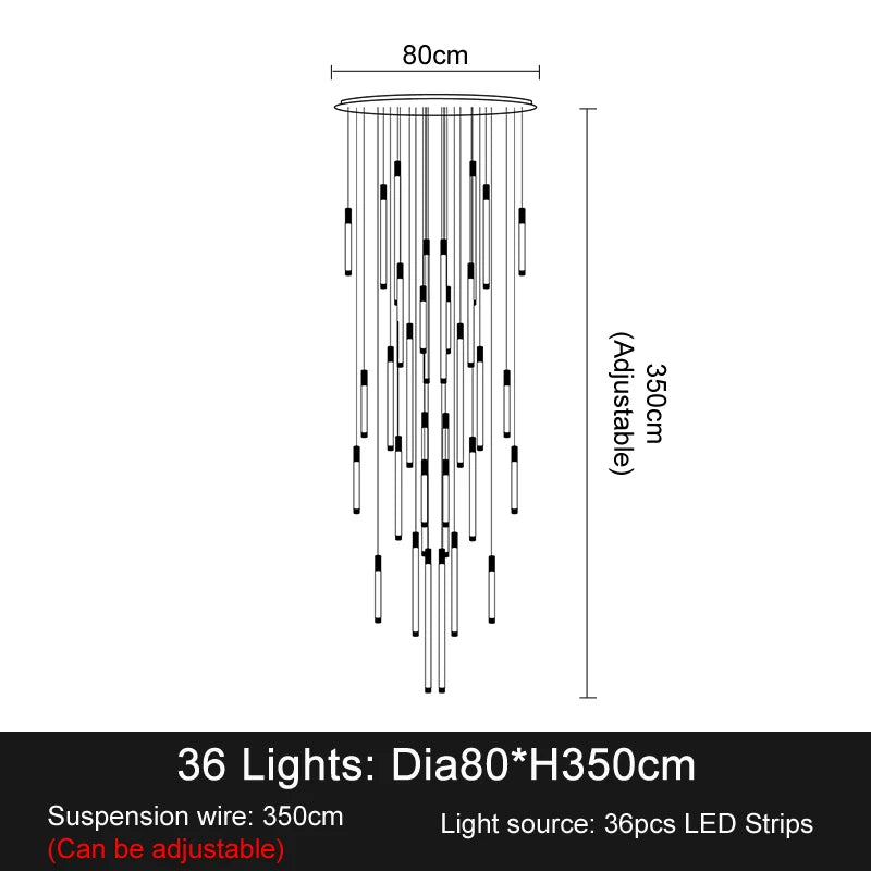 Modern Luxury LED Staircase Chandelier for Duplex, Attic, Living Room & Restaurant