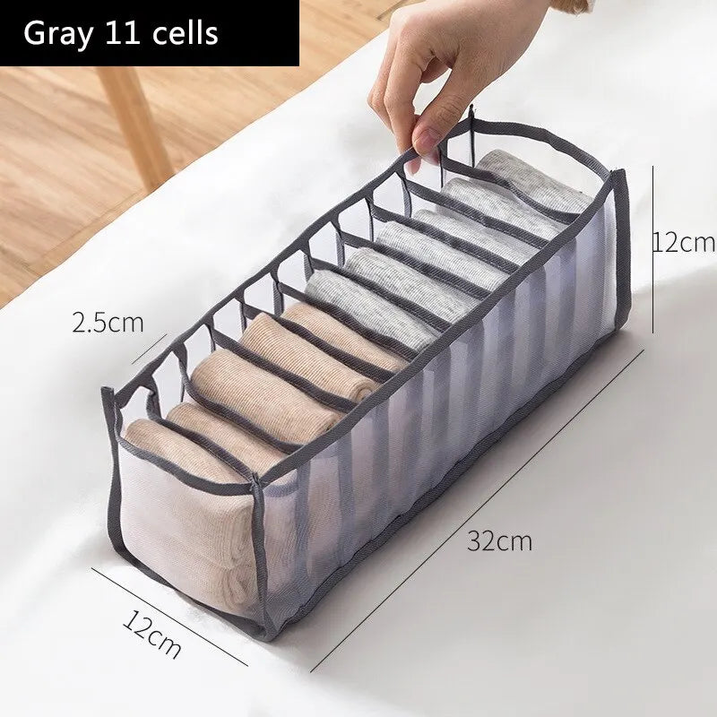 Foldable Underwear and Socks Organizer with Dividers Clothes Storage Box Breathable Mesh Bag for Wardrobe