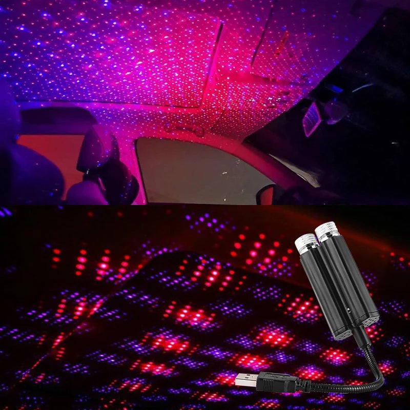 Car Interior Roof Star Light USB LED Starry Atmosphere Projector Galaxy Light Night Party Decor