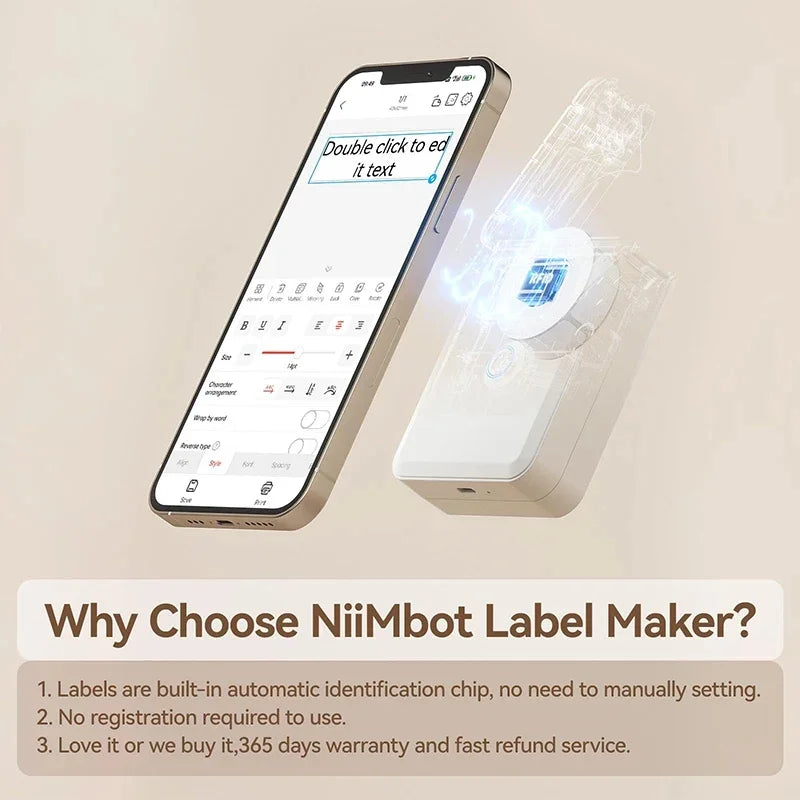 Niimbot D110 Portable Mini Thermal Label Printer - Inkless Pocket Label Maker for Mobile