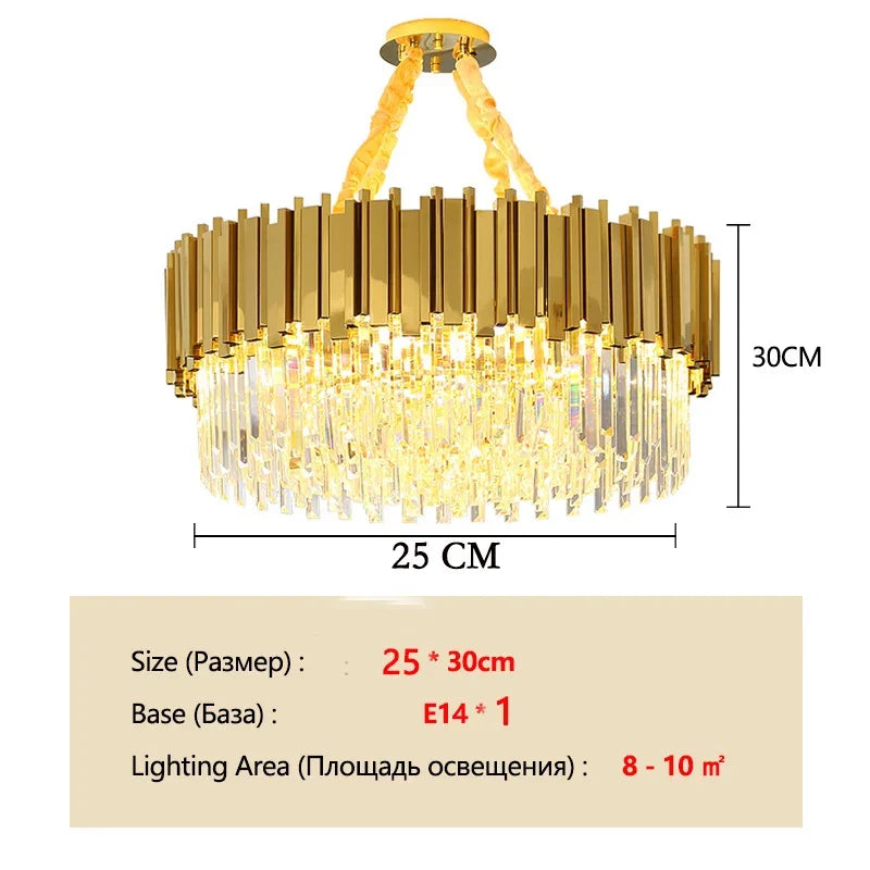Luxury Modern Gold LED Chandelier K9 Crystal Tricolor Pendant Light for Interior Ceiling Dining & Living Room Bedroom