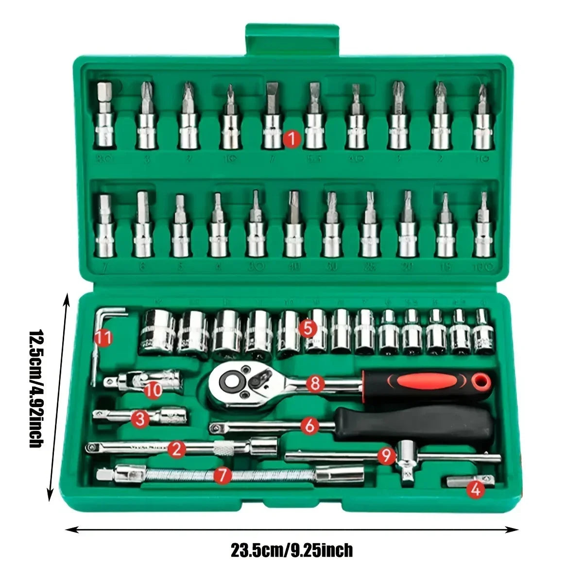 Family Mechanic Tool Kit for Auto Repair Household with Sockets Metric Hex Bit Socket Set Ratchet Wrench