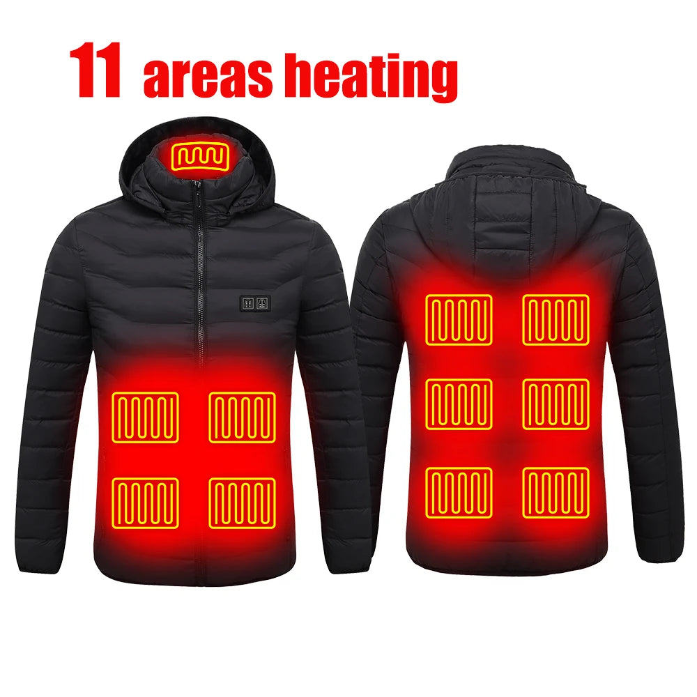 Men's Heating Jacket 21-Zone Four-Switch Control USB Electric Heated Coat Self-Heating Vest Thermal Warm Winter Coat