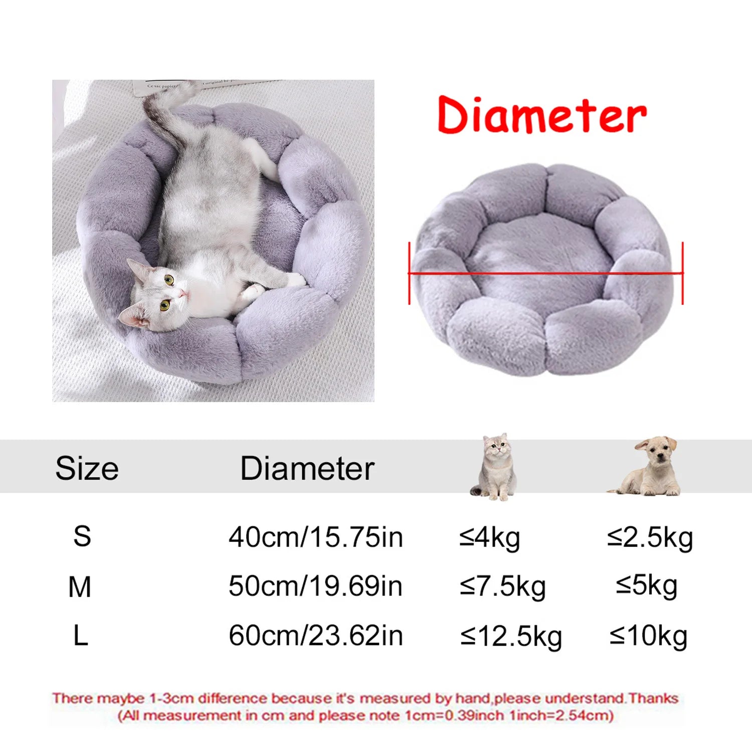 Round Pet Bed for Large Dogs Super Soft Cat Bed Plush Dog House for Medium Dogs Winter Warm Sleeping