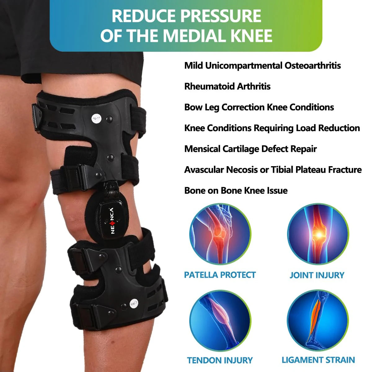 NEENCA OA Unloader Knee Brace for Pain Relief - ACL & Meniscus Injury Support, Joint & Patella Stability