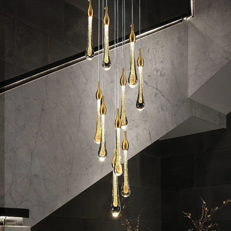 Nordic Luxury Crystal Water Drop LED Chandelier for Bedroom, Bedside & Bar