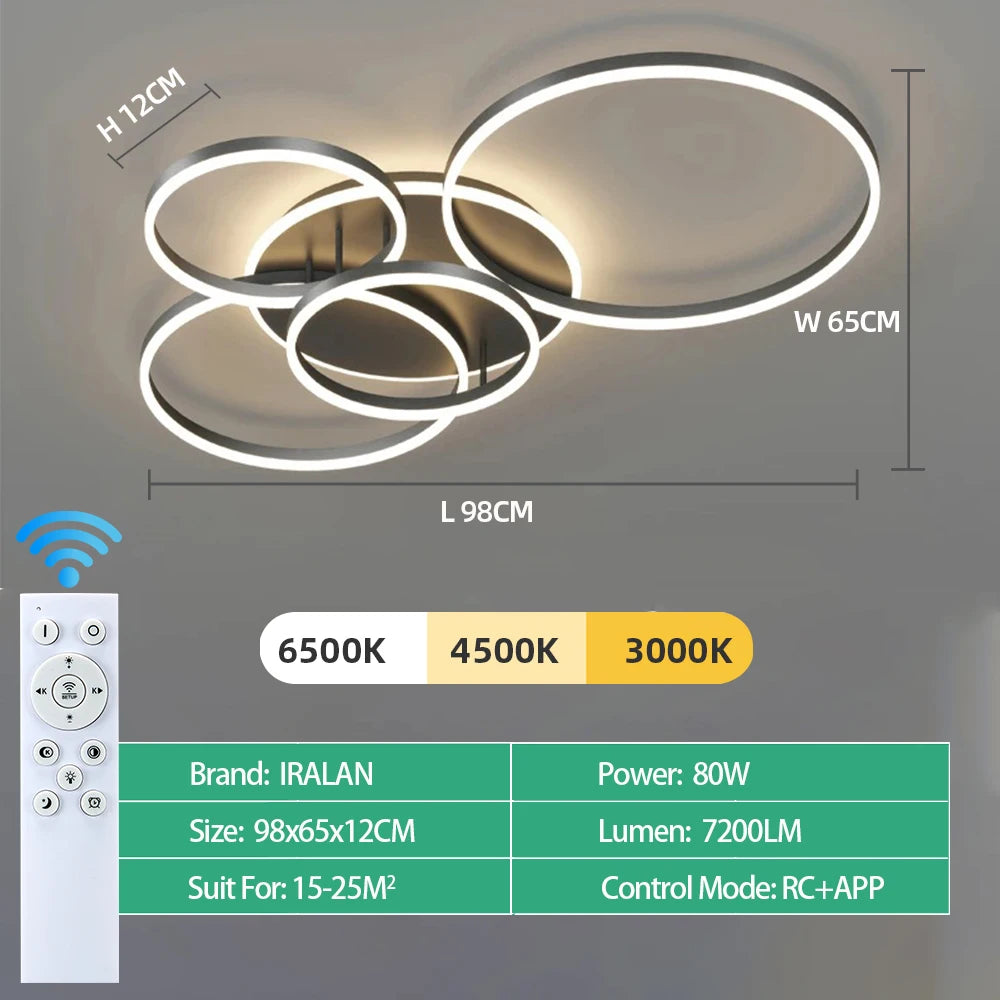 Modern Dimmable LED Ceiling Chandelier Lamp for Home, Living Room, Study & Bedroom Decor