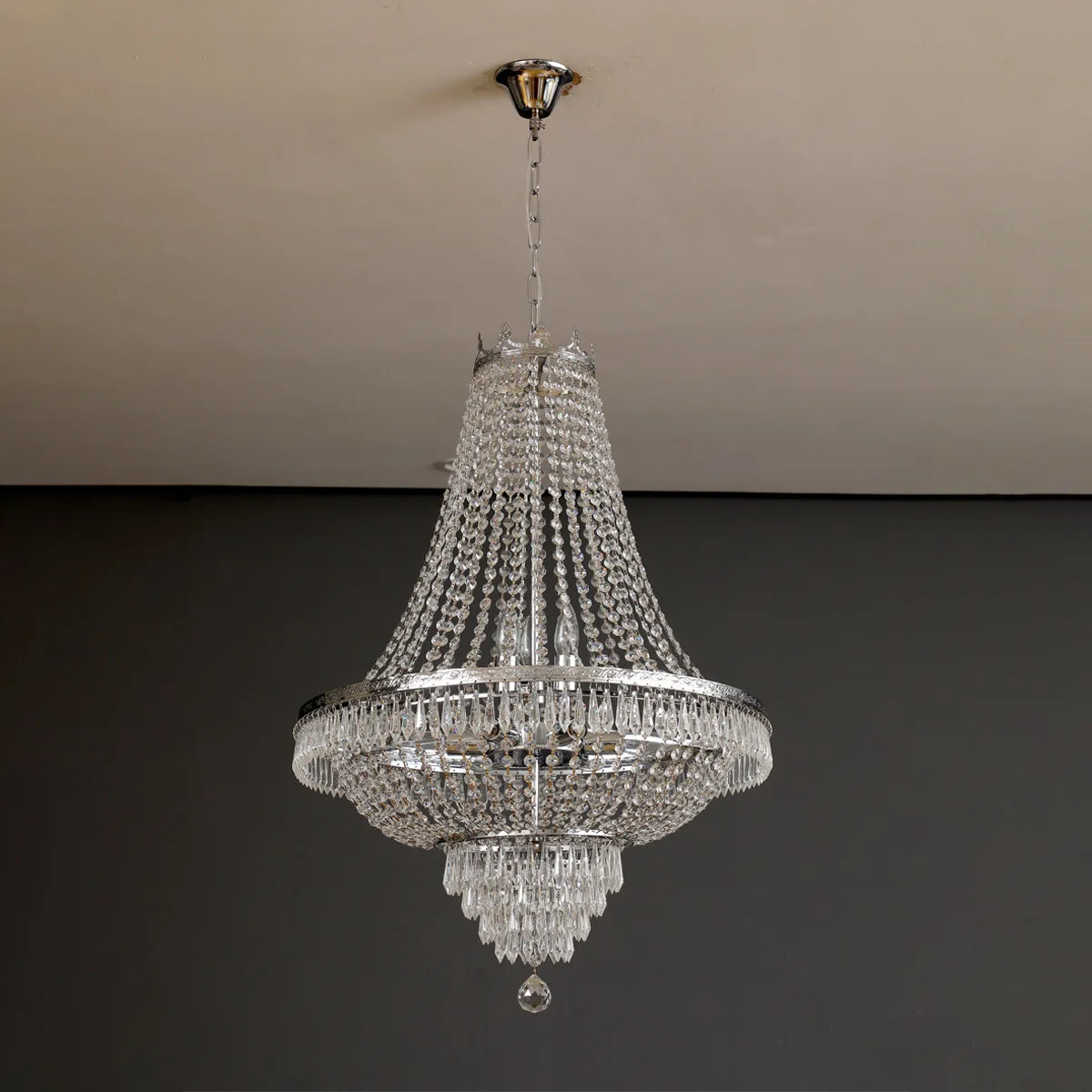 Luxury LED Crystal Pendant Chandelier for Living Room Hotel Lobby Villa High Ceiling Staircase European-Style