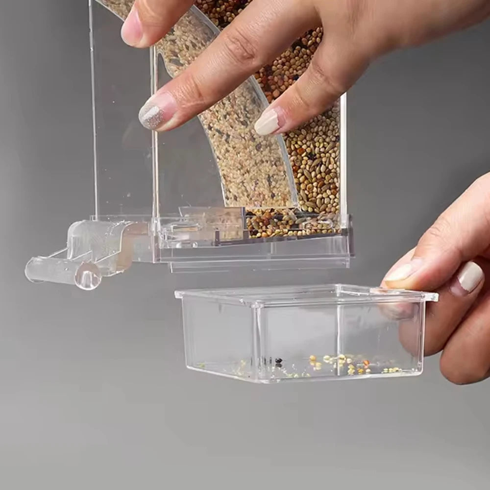 Parrot Feeder Anti-Spill Transparent Bird Food Box Clear Feeding Device for Parrots Durable Bird Feeder