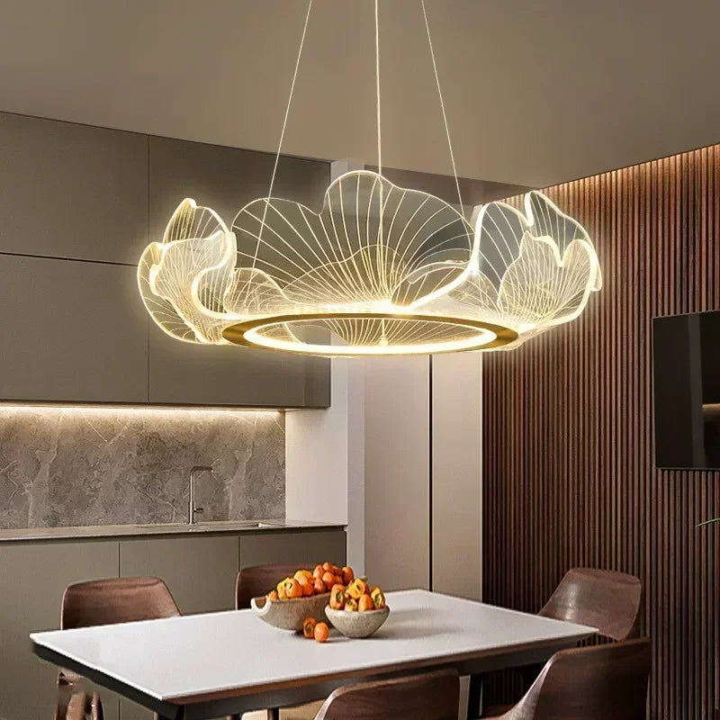 Modern Petal Ring Acrylic Pendant Light - Deluxe Hanging Lamp for Restaurant, Bedroom & Living Room