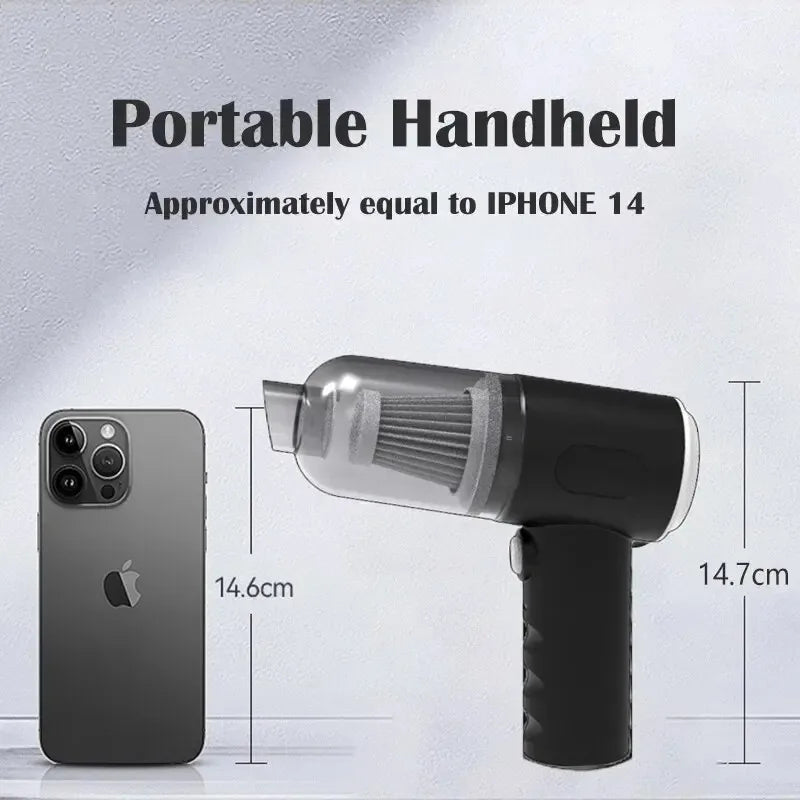 9000Pa Wireless Car Vacuum Cleaner USB Rechargeable 1200mAh Portable Mini Wet & Dry Household Cleaner