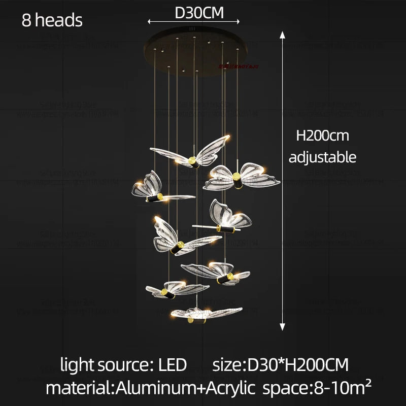 Modern Bird Chandelier Spiral Staircase Long Pendant Light for Living Room Villa Attic Dining Room
