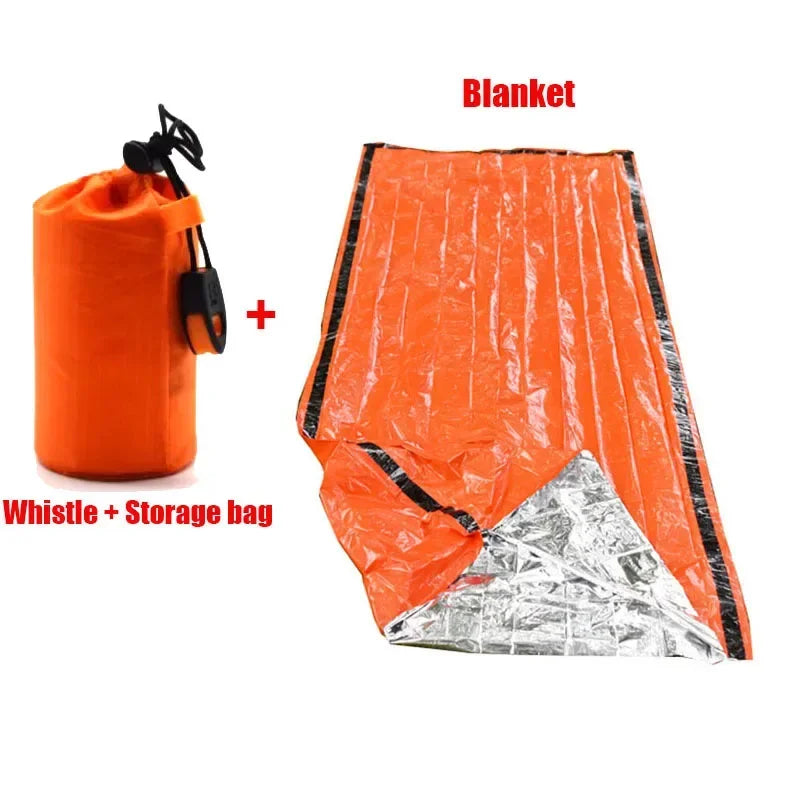 Waterproof Emergency Survival Sleeping Bag - Thermal Mylar Blanket for Outdoor Camping Gear and First Aid Rescue Kit