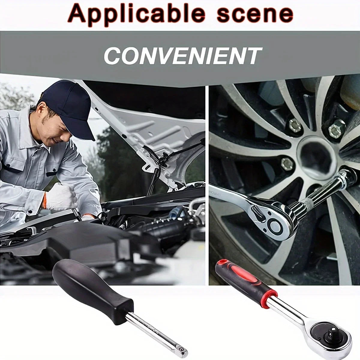 Family Mechanic Tool Kit for Auto Repair Household with Sockets Metric Hex Bit Socket Set Ratchet Wrench