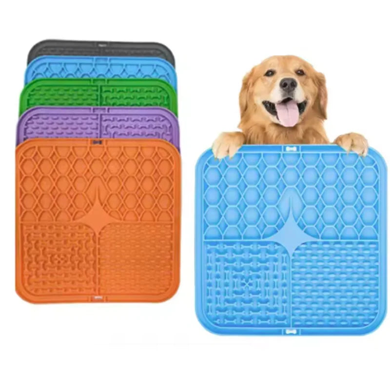 Silicone Lick Mat for Dogs - Slow Feeder Plate with Suction for Bathing Distraction, Dog Training Feeder Supplies